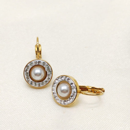 ARETE AZA DORADO CON PERLA